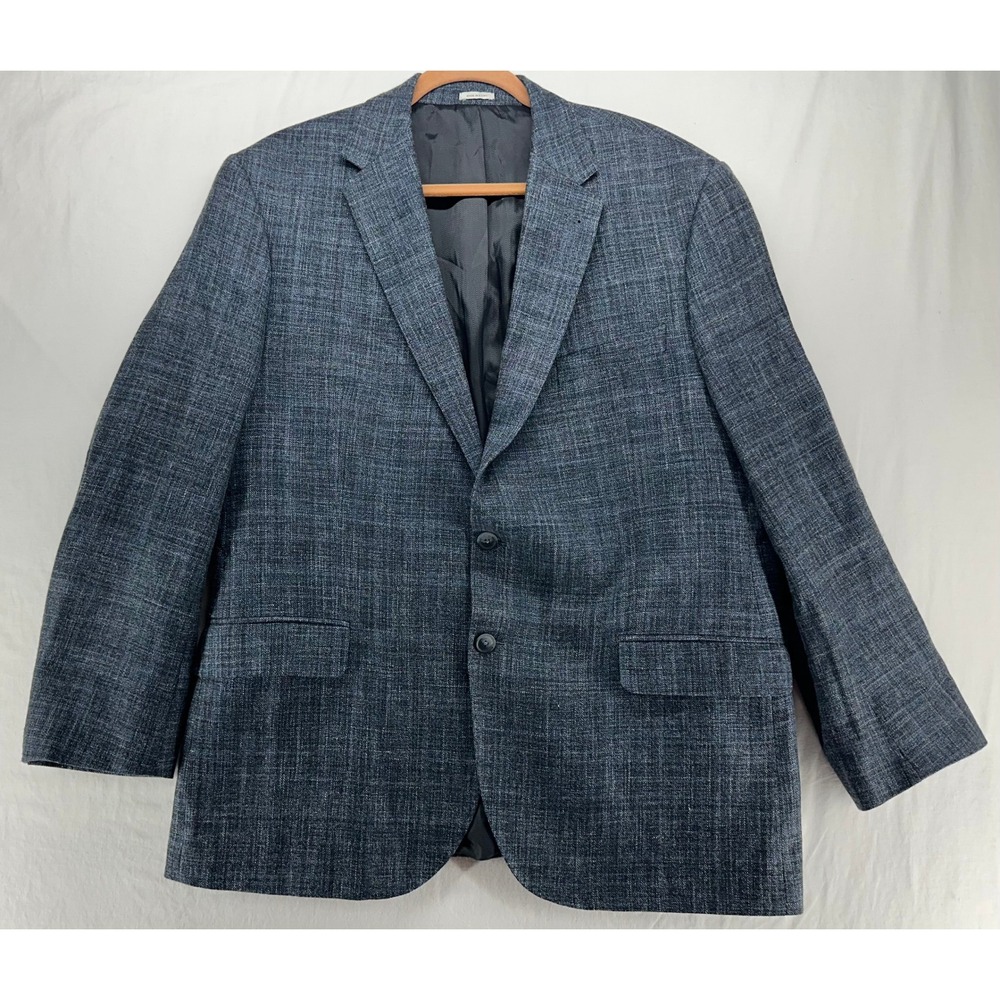 Joseph Abboud Heritage Blue Wool Silk Linen Sport Coat Blazer 46R E Thomas Italy